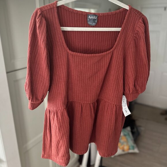 Arula NWT Puff Sleeve Peplum Top 1XL (A) - Picture 1 of 5